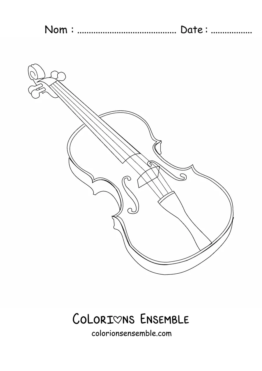 Image à colorier d'un violon réaliste
