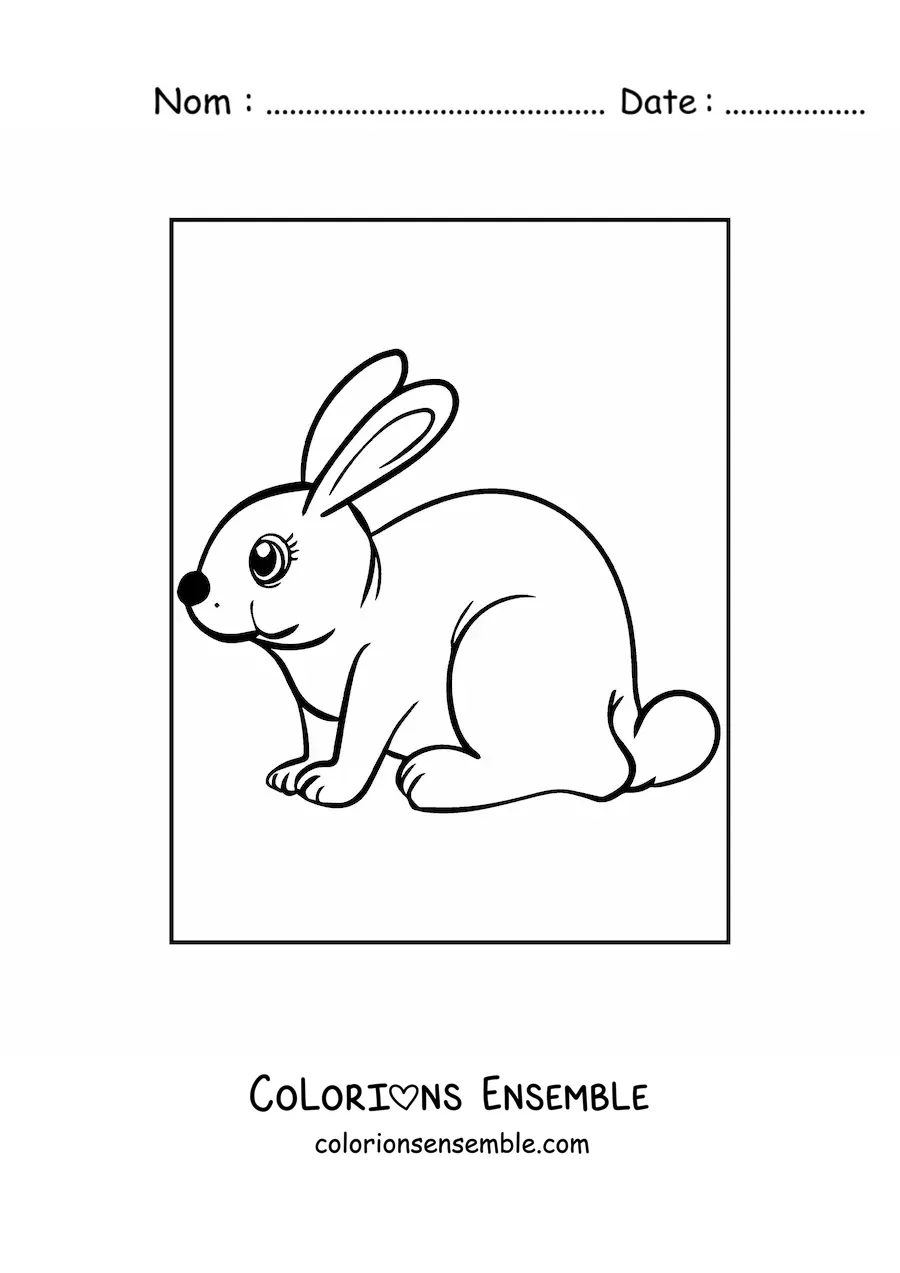 Image à colorier d'un lapin assis de profil