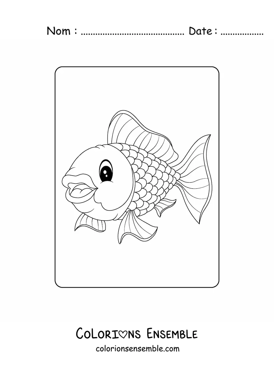 Image à colorier d'un poisson rouge de dessin animé heureux