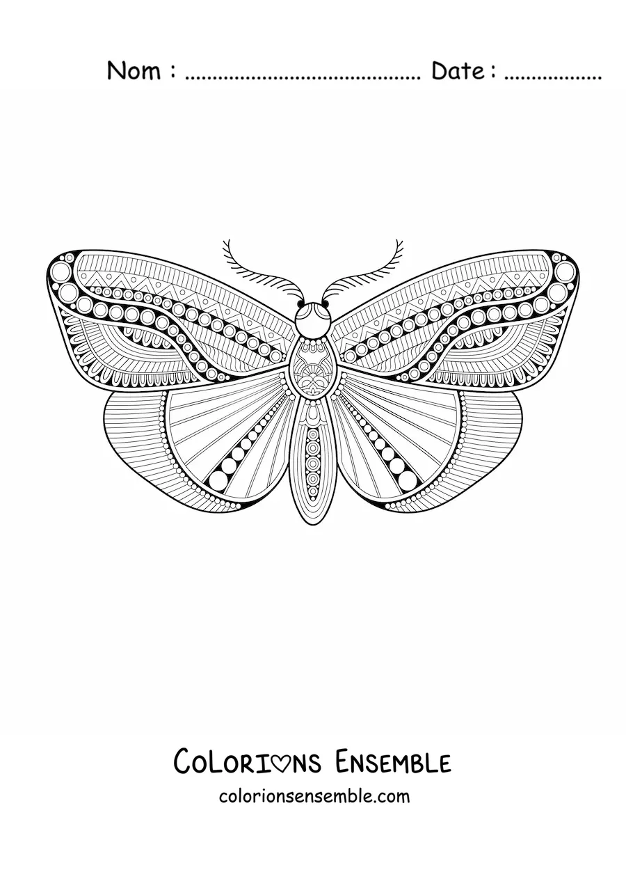 Image à colorier d'un mandala de papillon