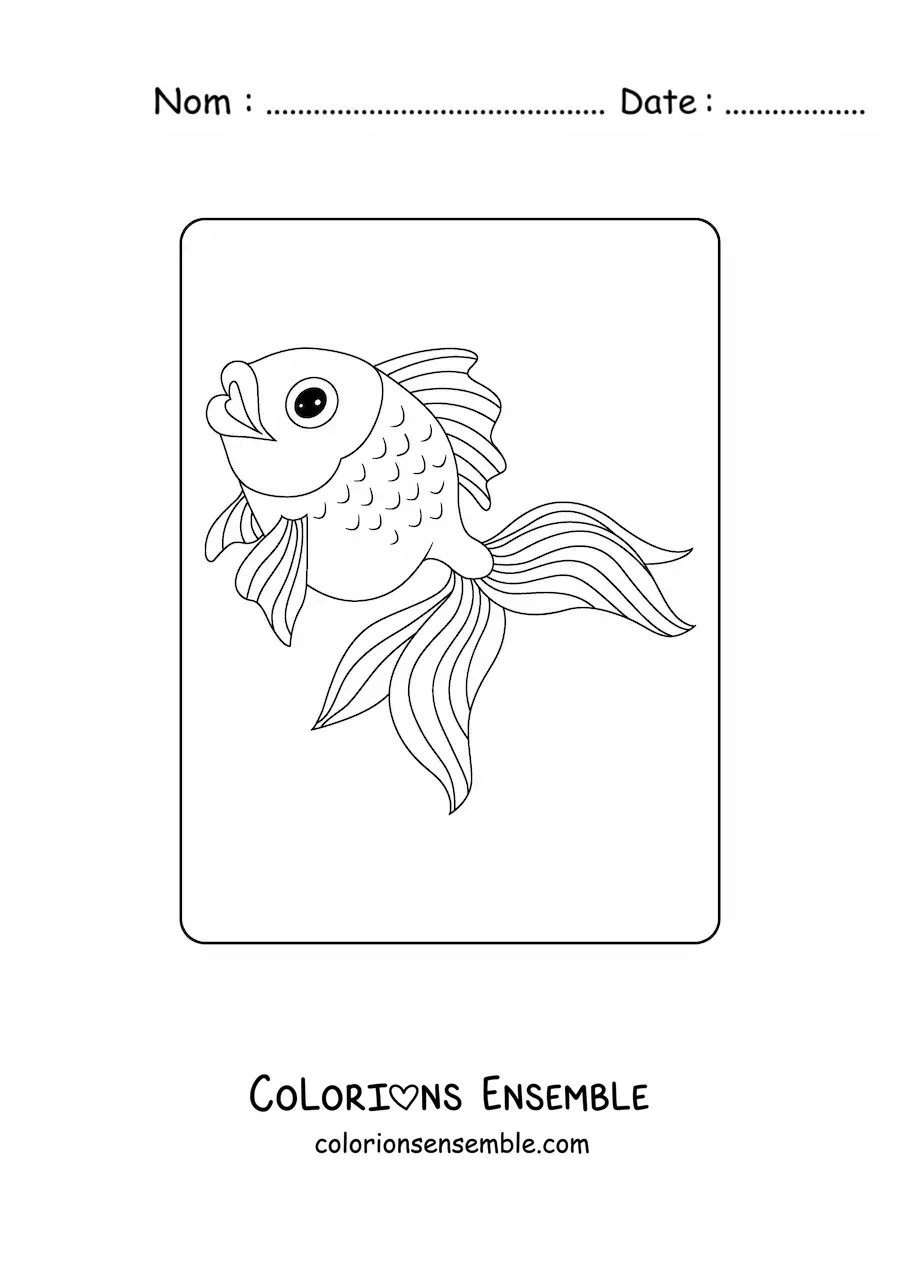Image à colorier d'un poisson rouge aux yeux brillants