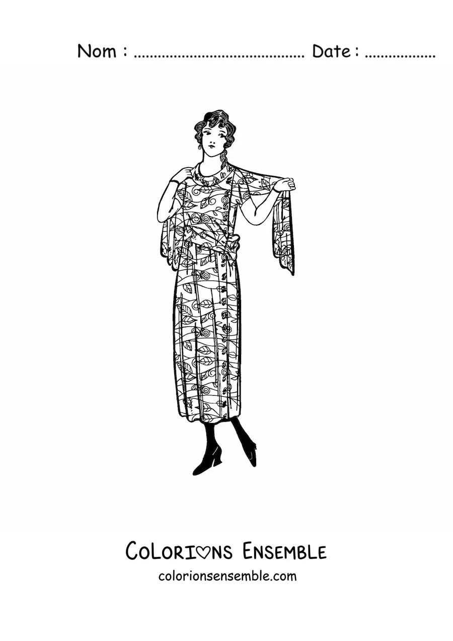 Image à colorier d'une femme élégante de style vintage
