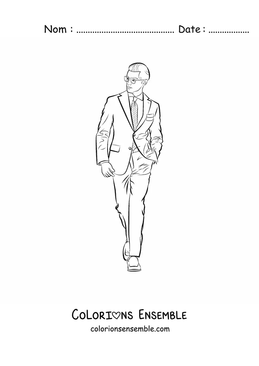 Image à colorier d'un homme d'affaires en costume