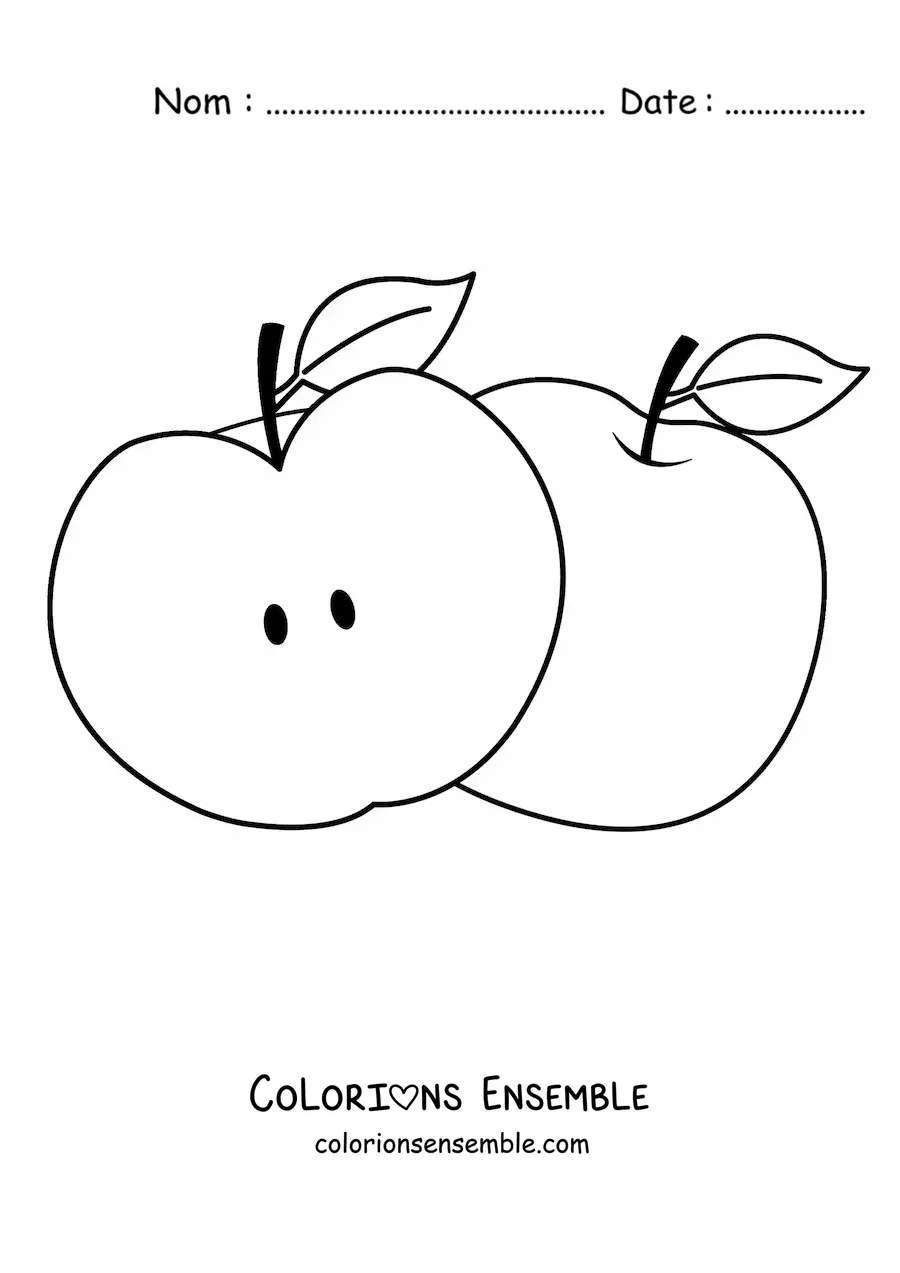 Image à colorier d’une demi-pomme