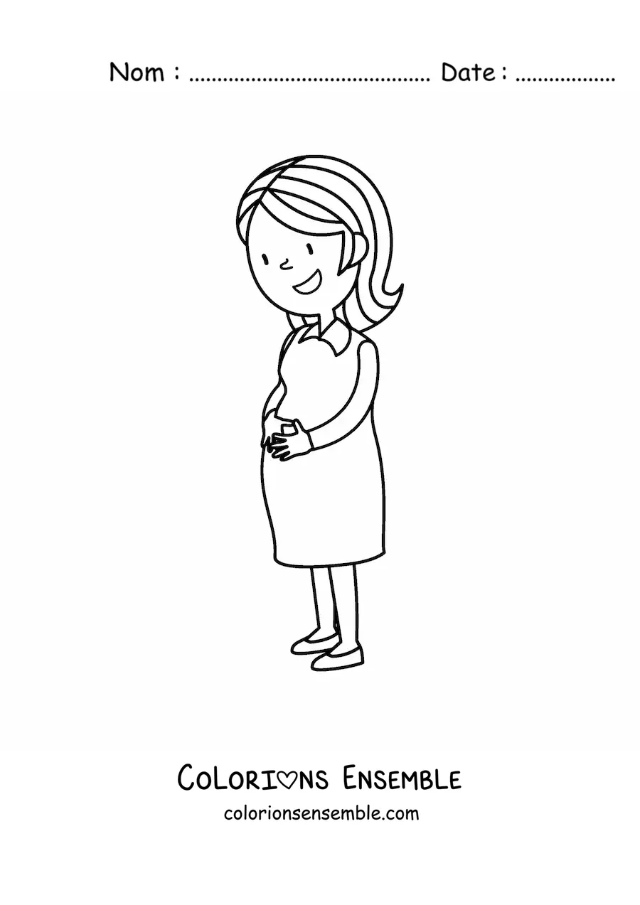 Image à colorier d'une femme enceinte heureuse