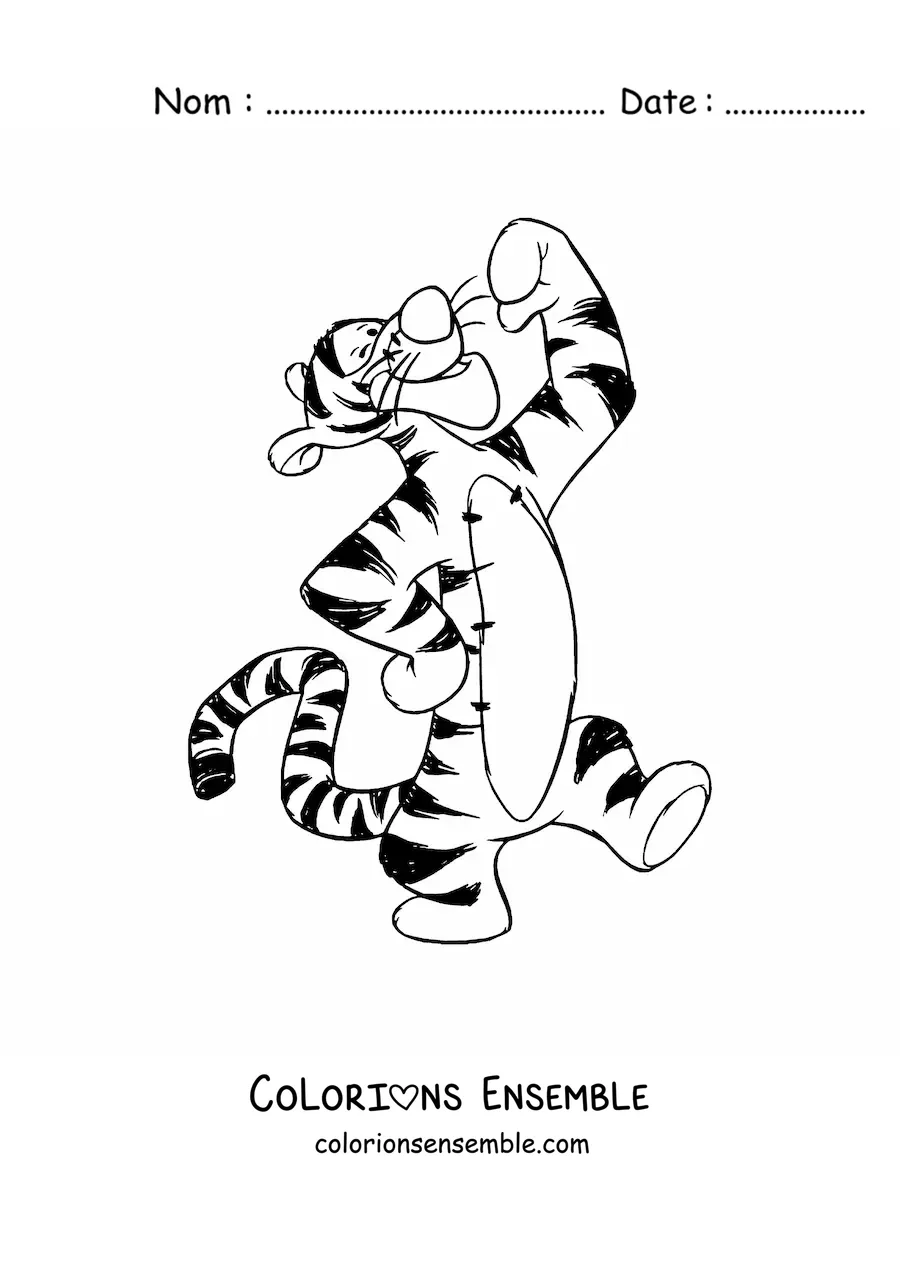 Coloriage de Tigrou qui prend une pose joyeuse