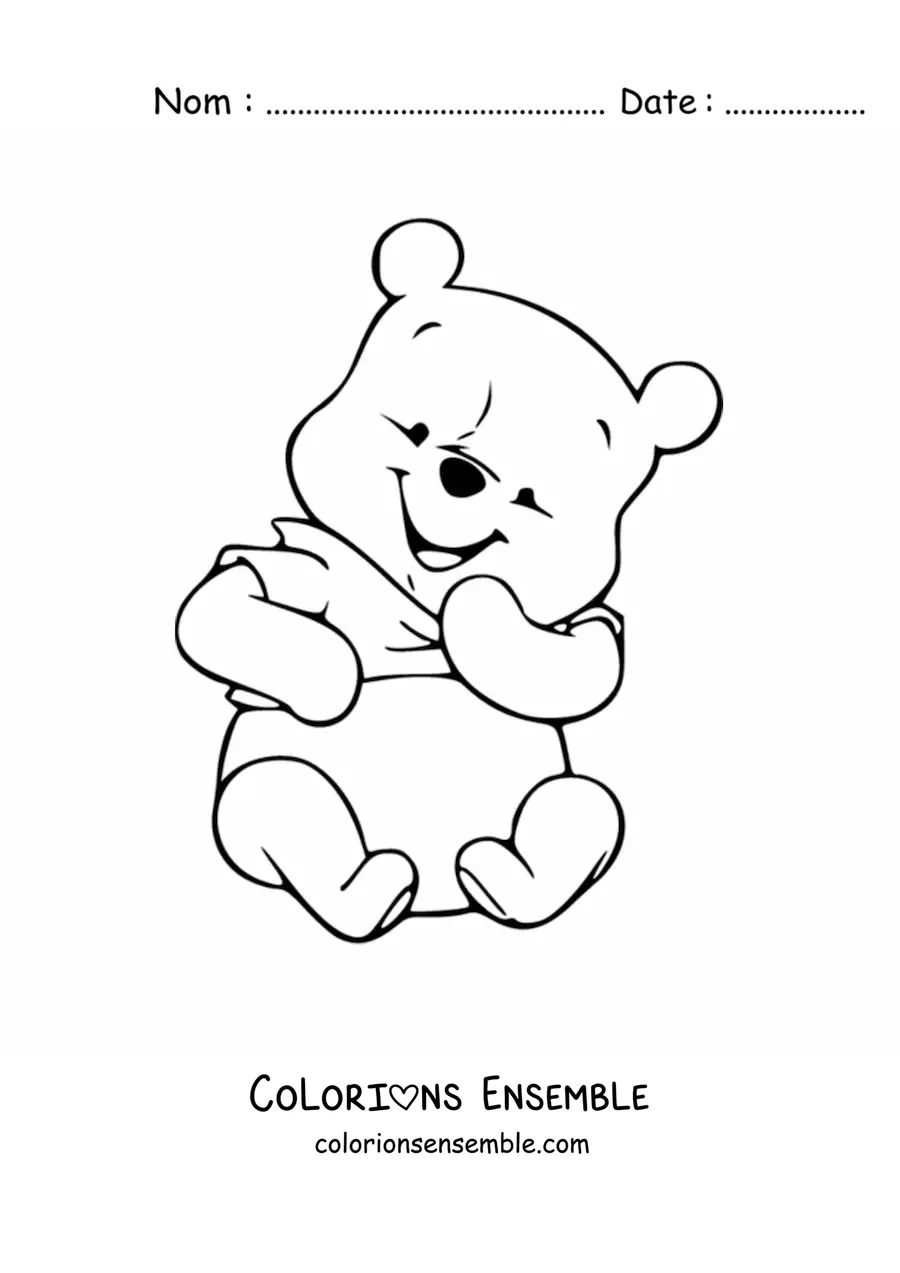 Image à colorier de Winnie l’ourson bébé tout souriant