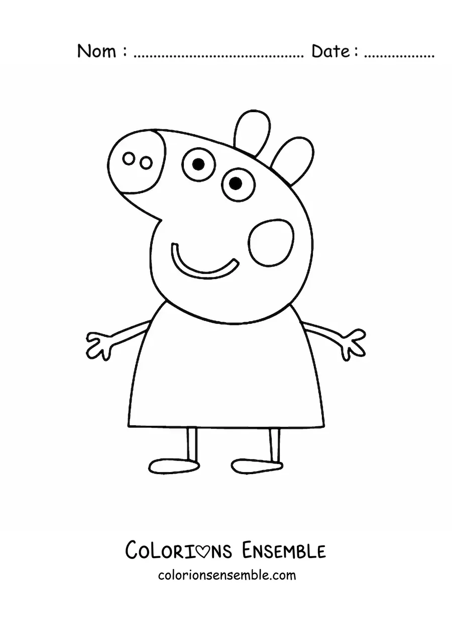 Image à colorier de Peppa Pig toute souriante