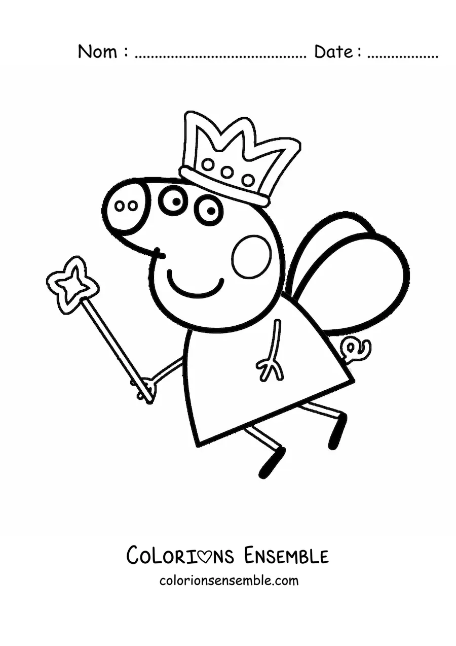 Image à colorier de Peppa déguisée en fée