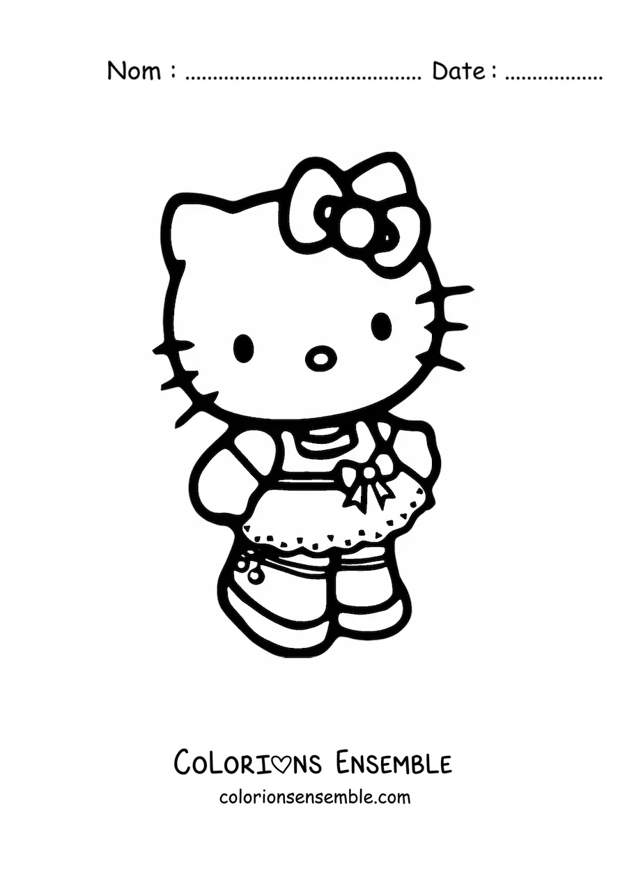 Image à colorier de Hello Kitty portant une robe