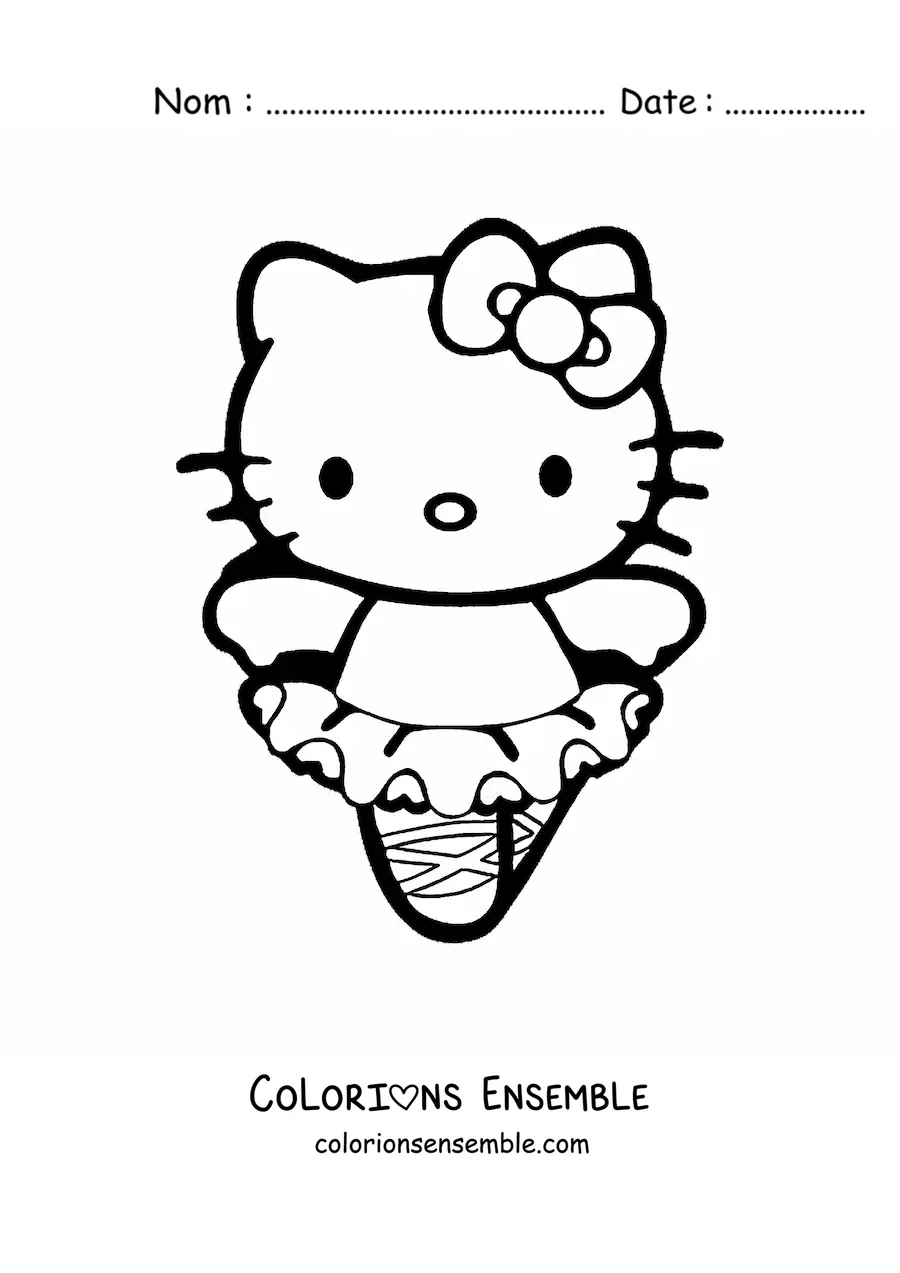 Image à colorier de Hello Kitty habillée en danseuse