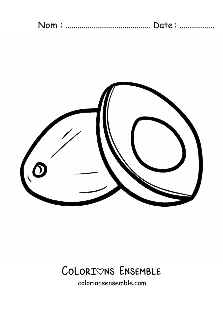 Image à colorier d’un avocat coupé à côté d’un avocat entier
