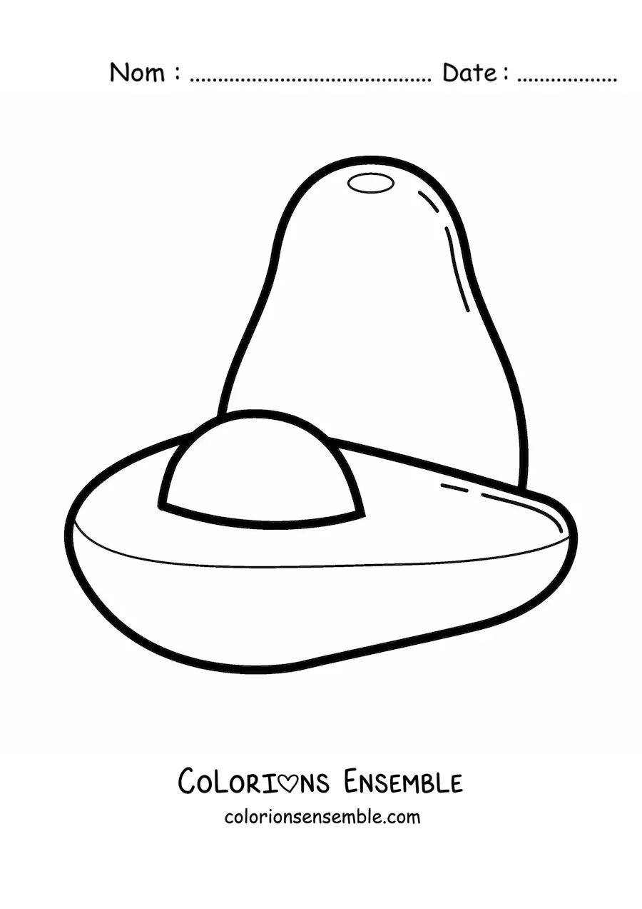 Image à colorier d’un avocat à côté d’un demi-avocat
