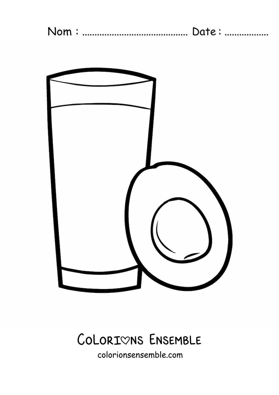 Image à colorier d’un verre plein à côté d’un avocat