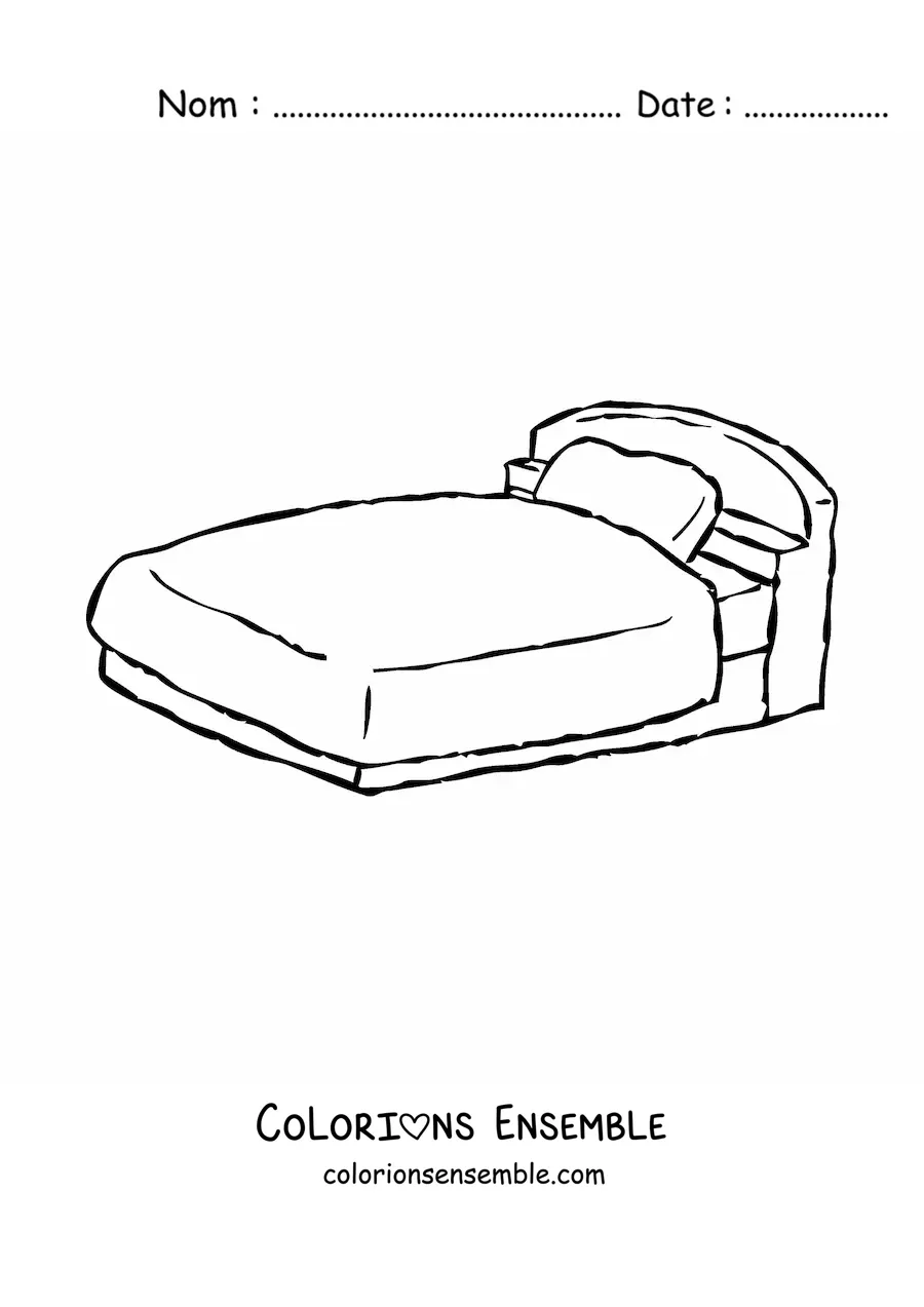 Image à colorier d’un lit une place avec un oreiller