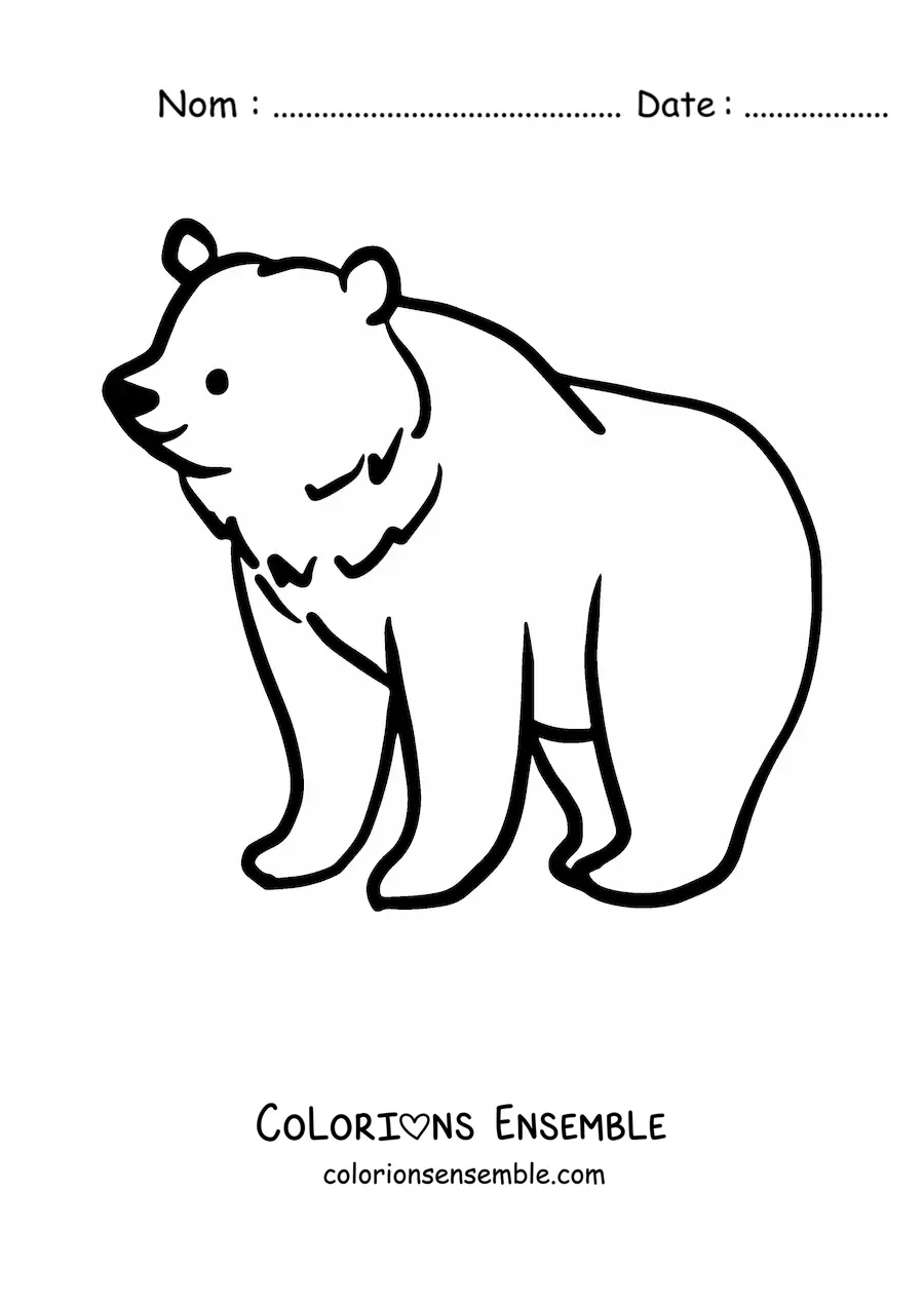 Image à colorier d’un ours à quatre pattes