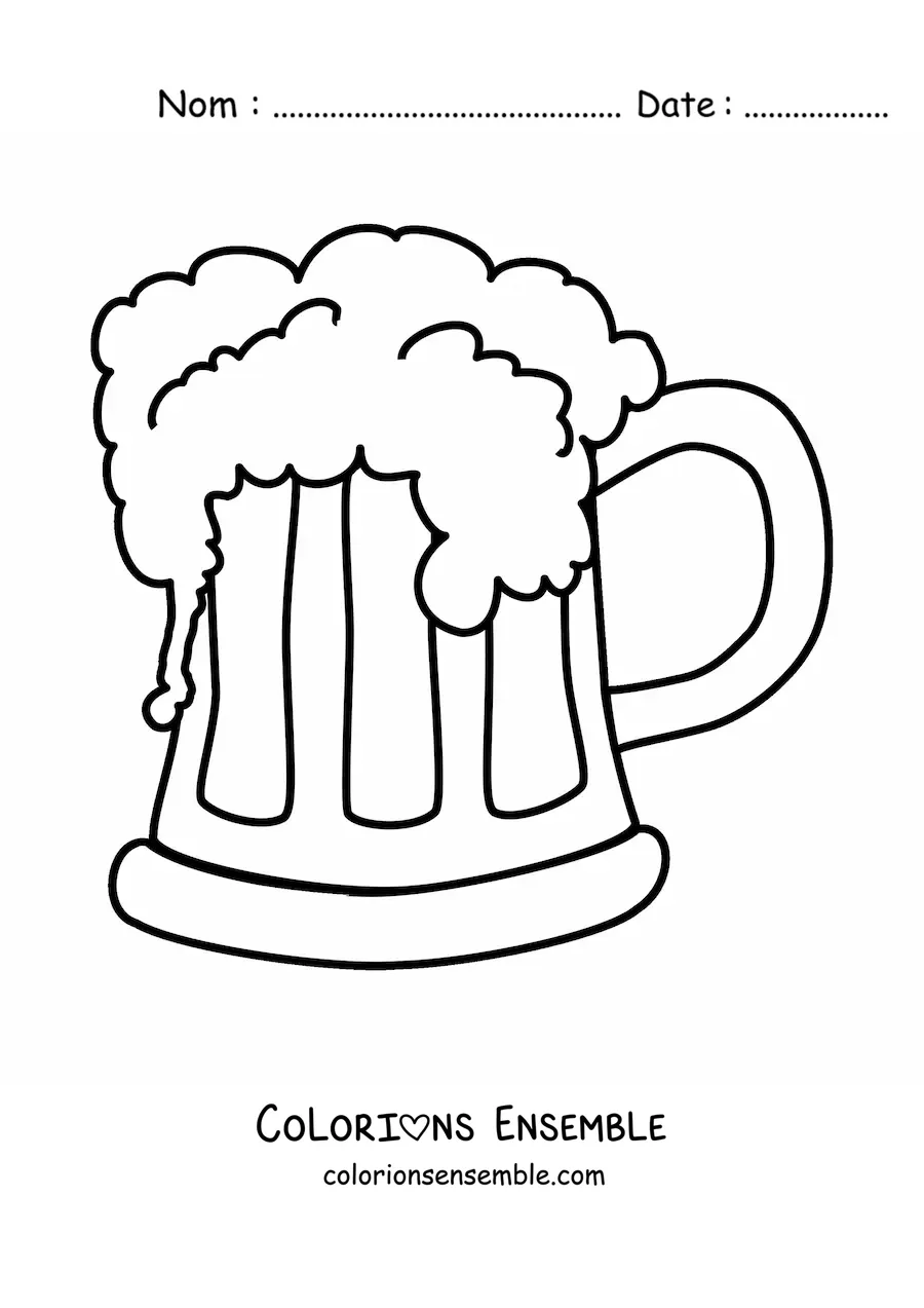 Image à colorier d’un verre rempli de bière mousseuse