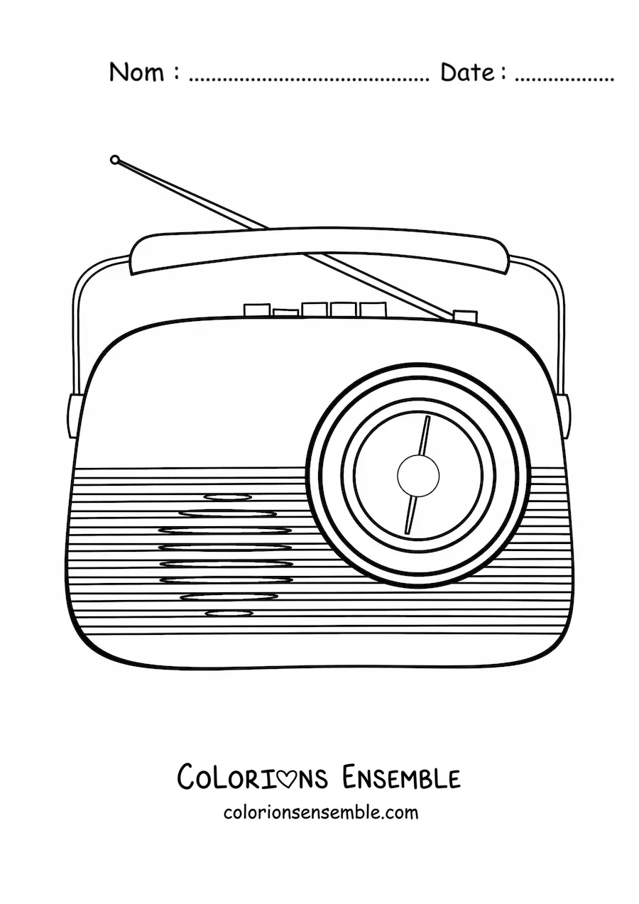 Image à colorier d’une radio ancienne avec antenne