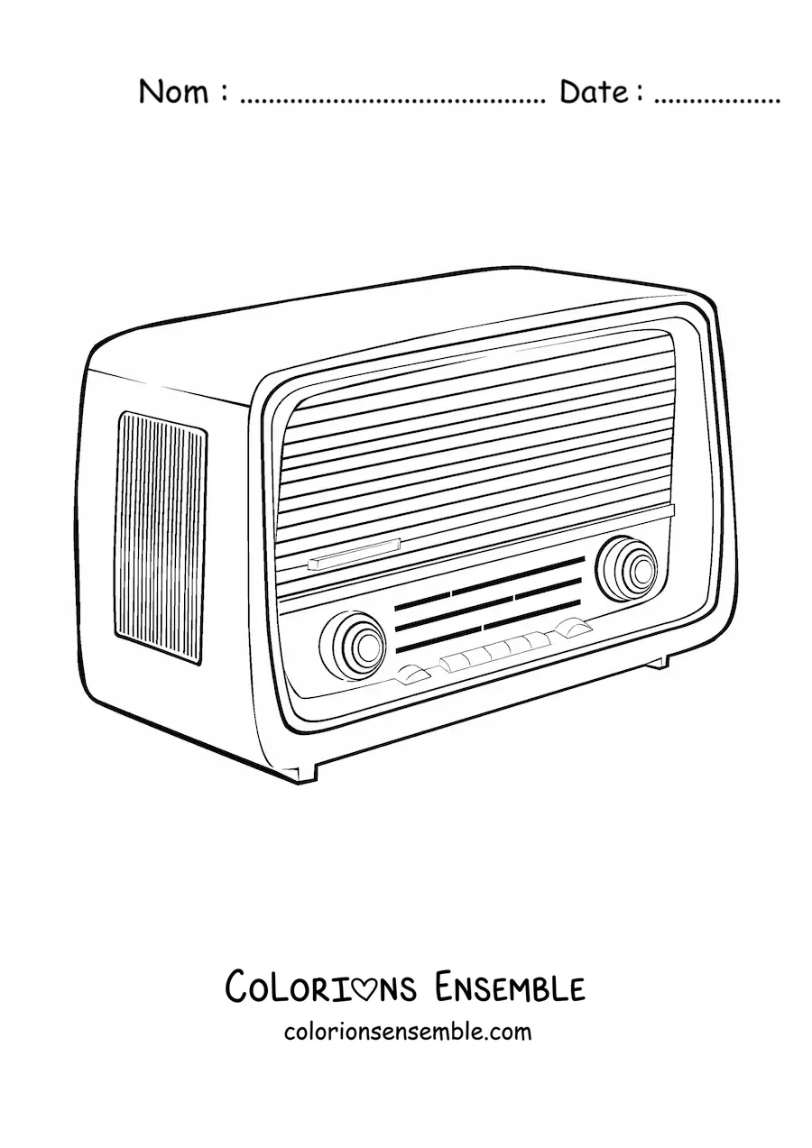 Image à colorier d’une radio vintage sans antenne