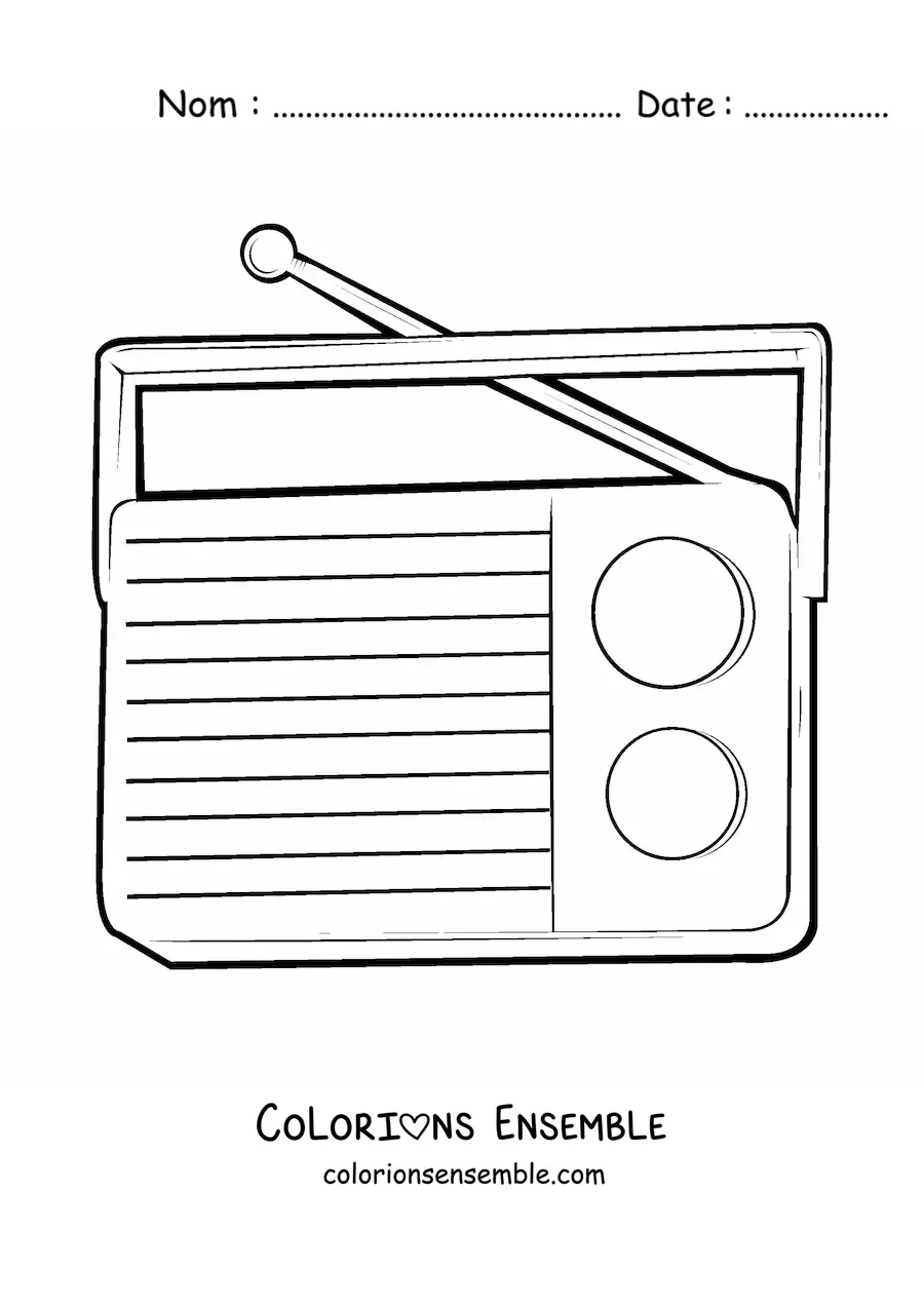 Image à colorier d’une petite radio portable avec antenne