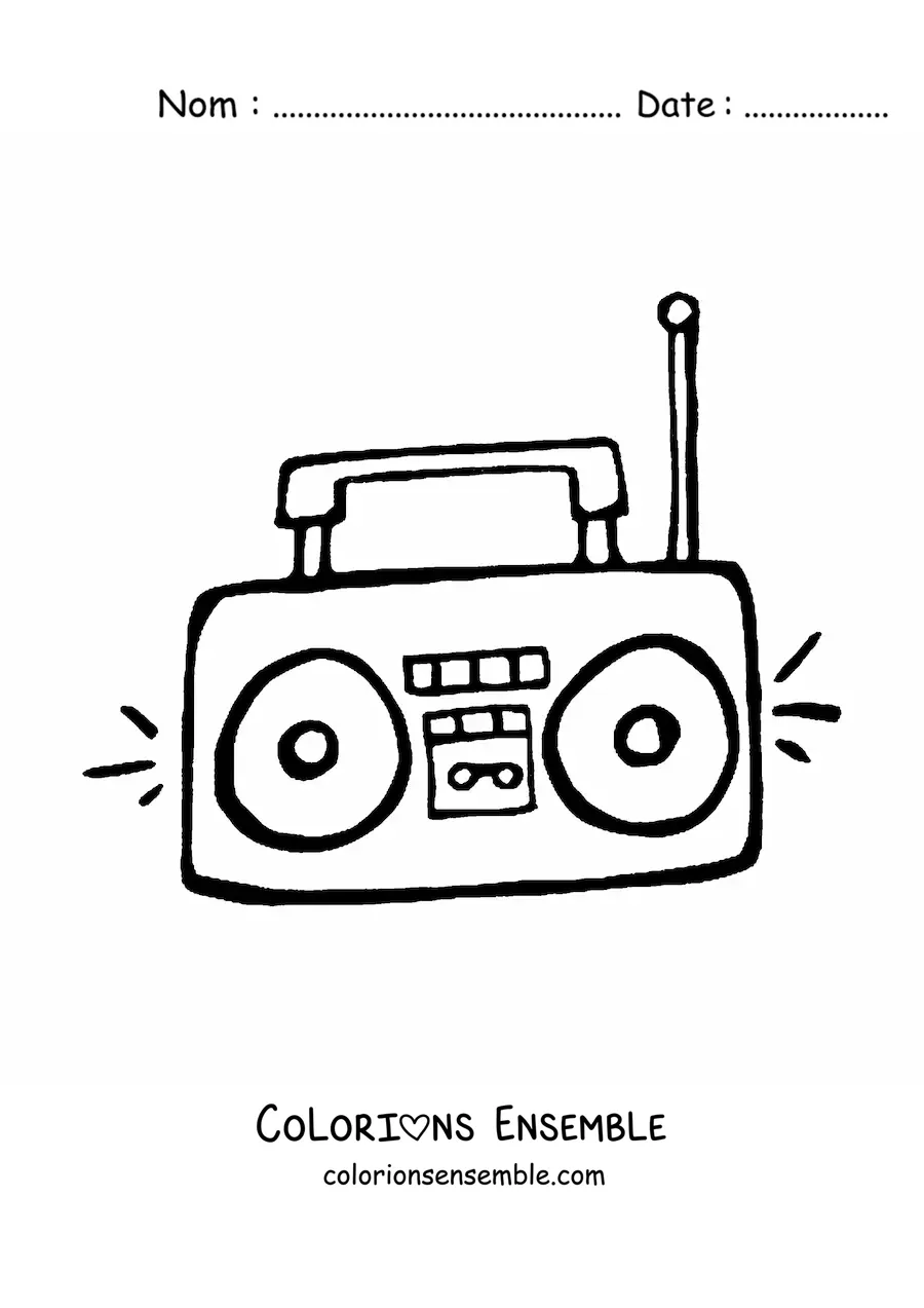 Image à colorier d’un radiocassette portable avec antenne