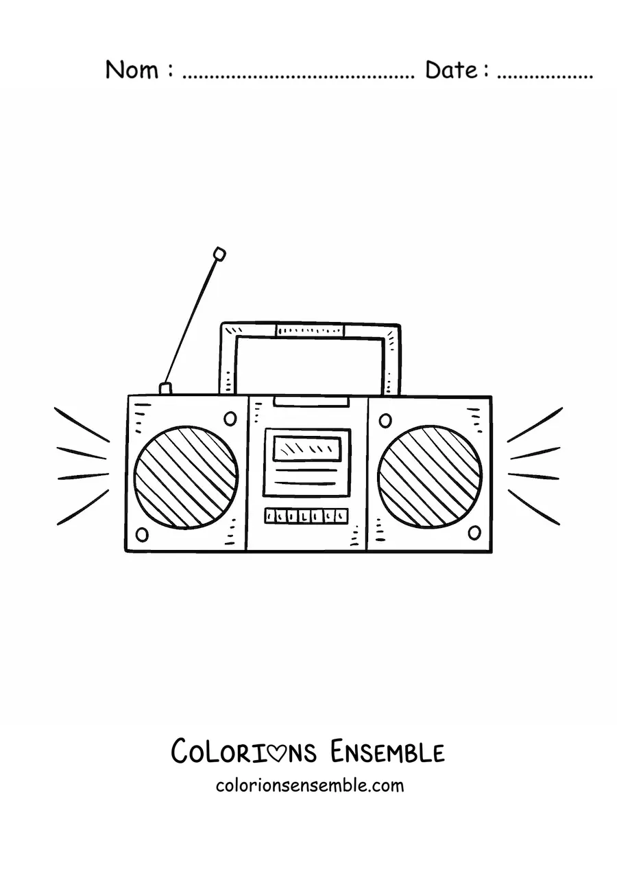 Image à colorier d’une radio moderne avec les enceintes allumées