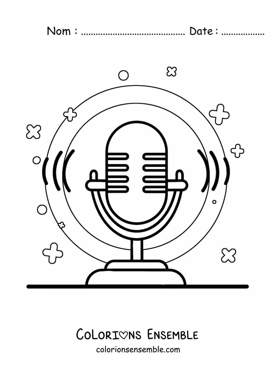 Image à colorier d’un ancien microphone de radio