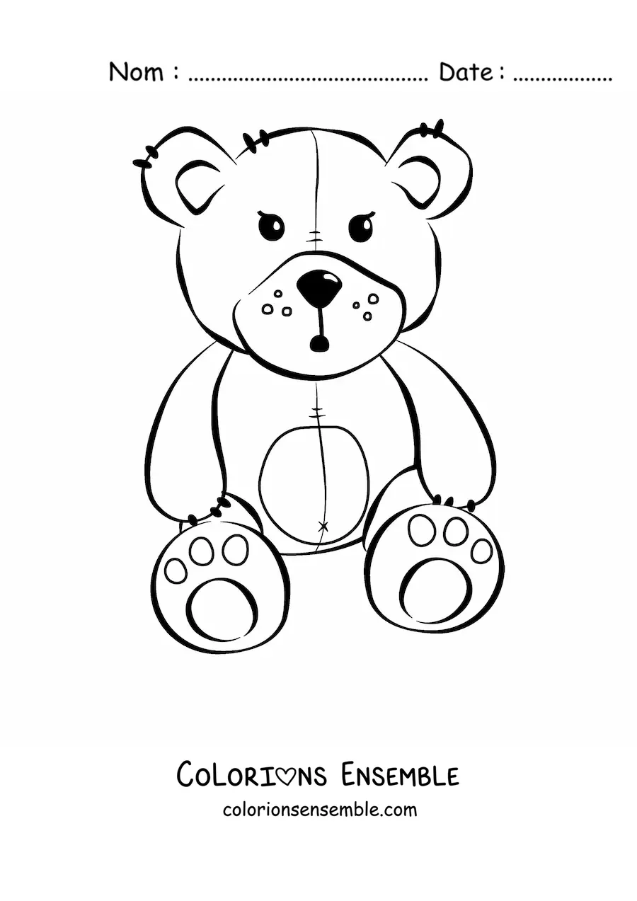 Image à colorier d’un ours en peluche