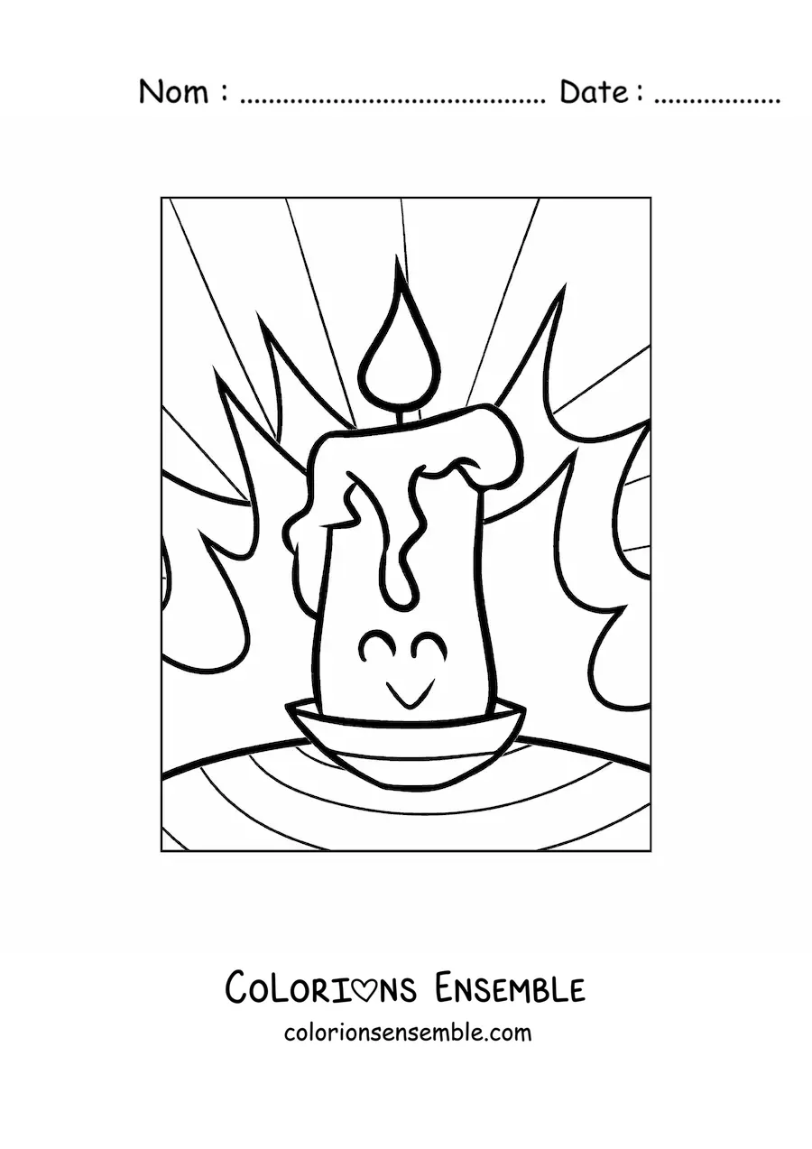Image à colorier d’une bougie animée