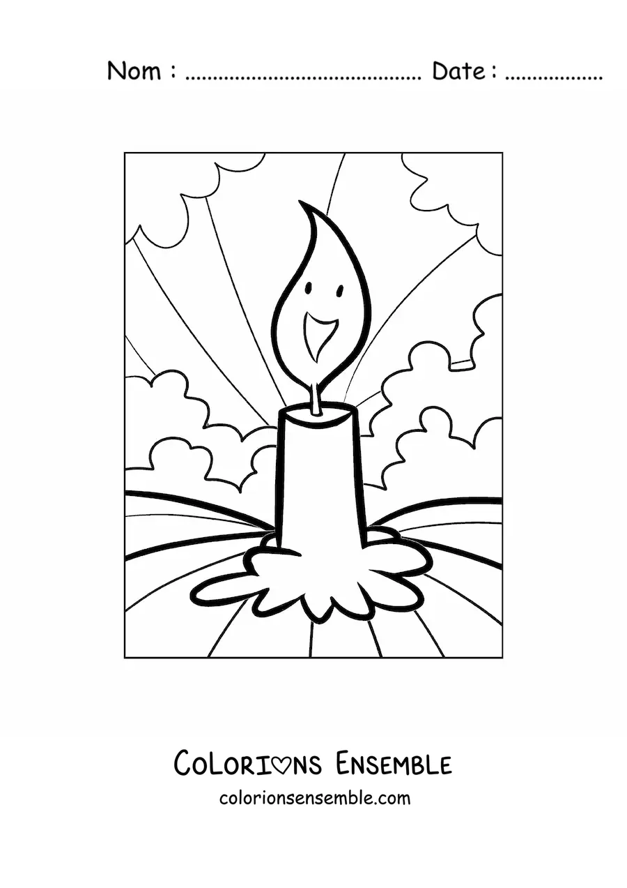 Image à colorier d’une bougie avec une flamme animée