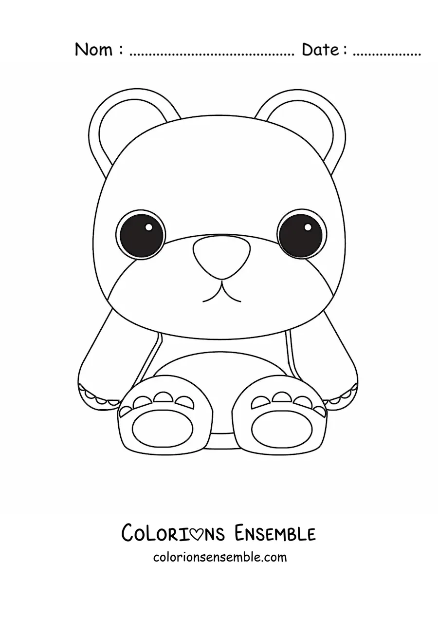 Image à colorier d’un ours en peluche aux grands yeux