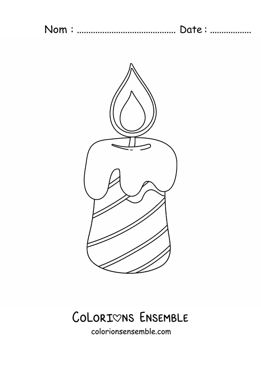 Image à colorier d’une bougie d’anniversaire à rayures