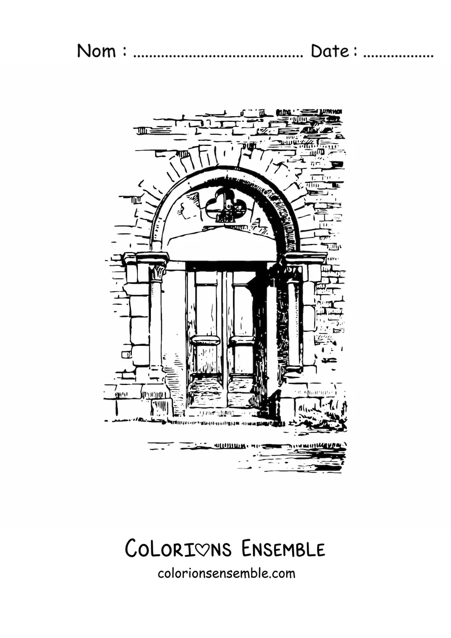 Image à colorier d’une porte réaliste