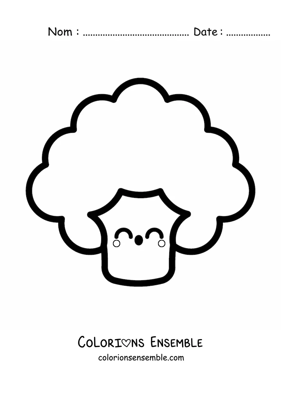 Image à colorier d’un brocoli kawaii