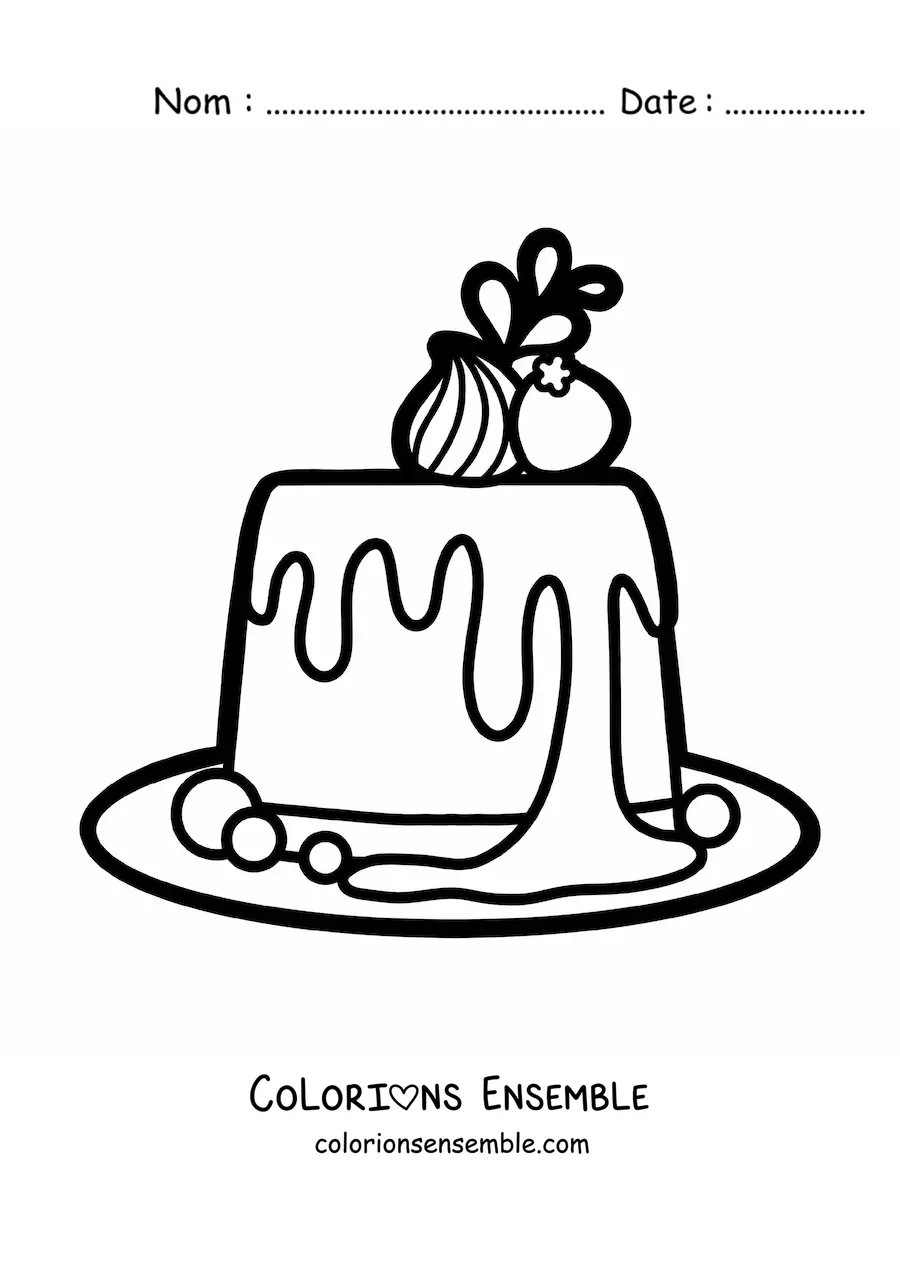 Image à colorier d'une gelée aux fruits et à la crème