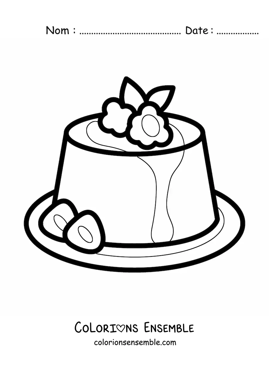 Image à colorier d'une gelée aux fraises et à la crème