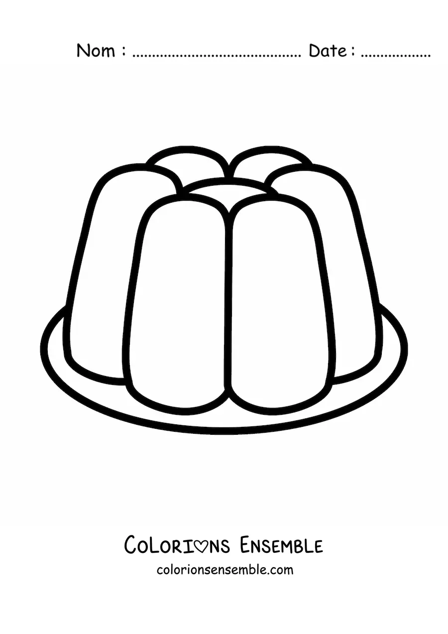 Image à colorier d'une gelée dans une assiette