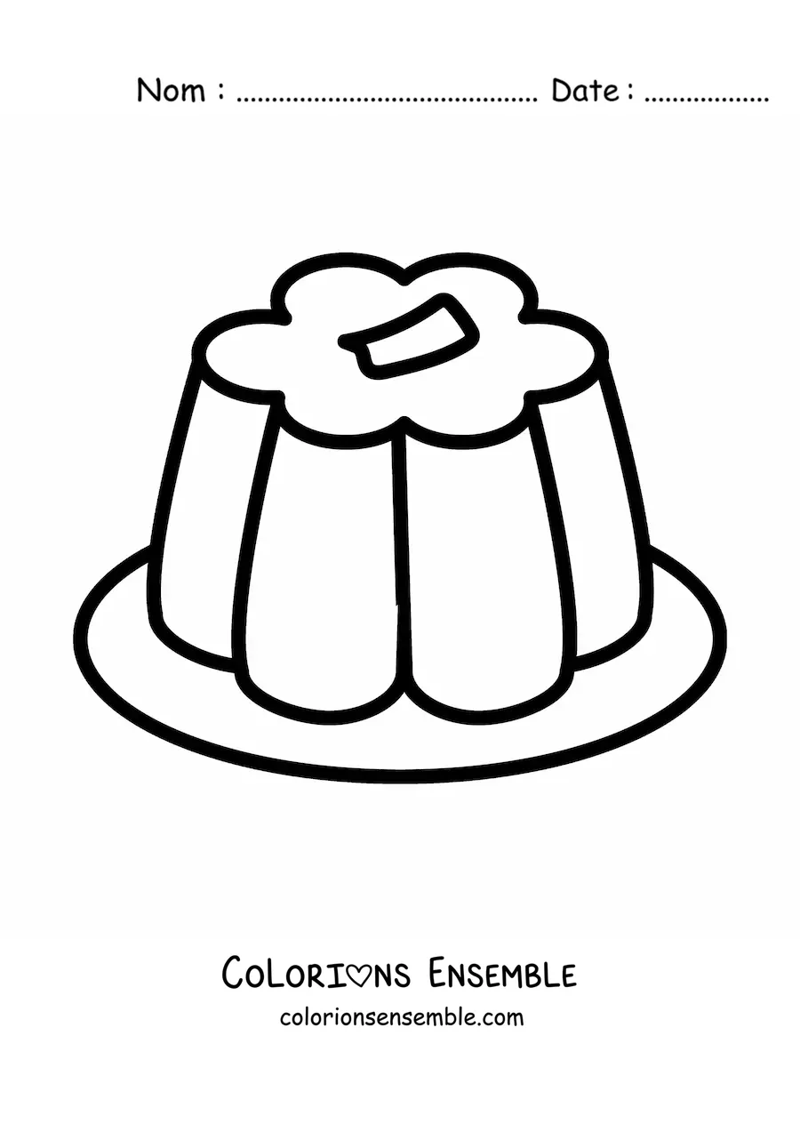 Image à colorier d'une gelée toute simple dans une assiette