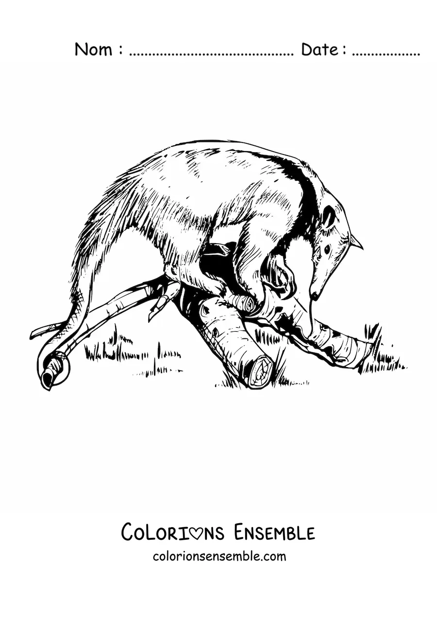 Image à colorier d’un fourmilier réaliste