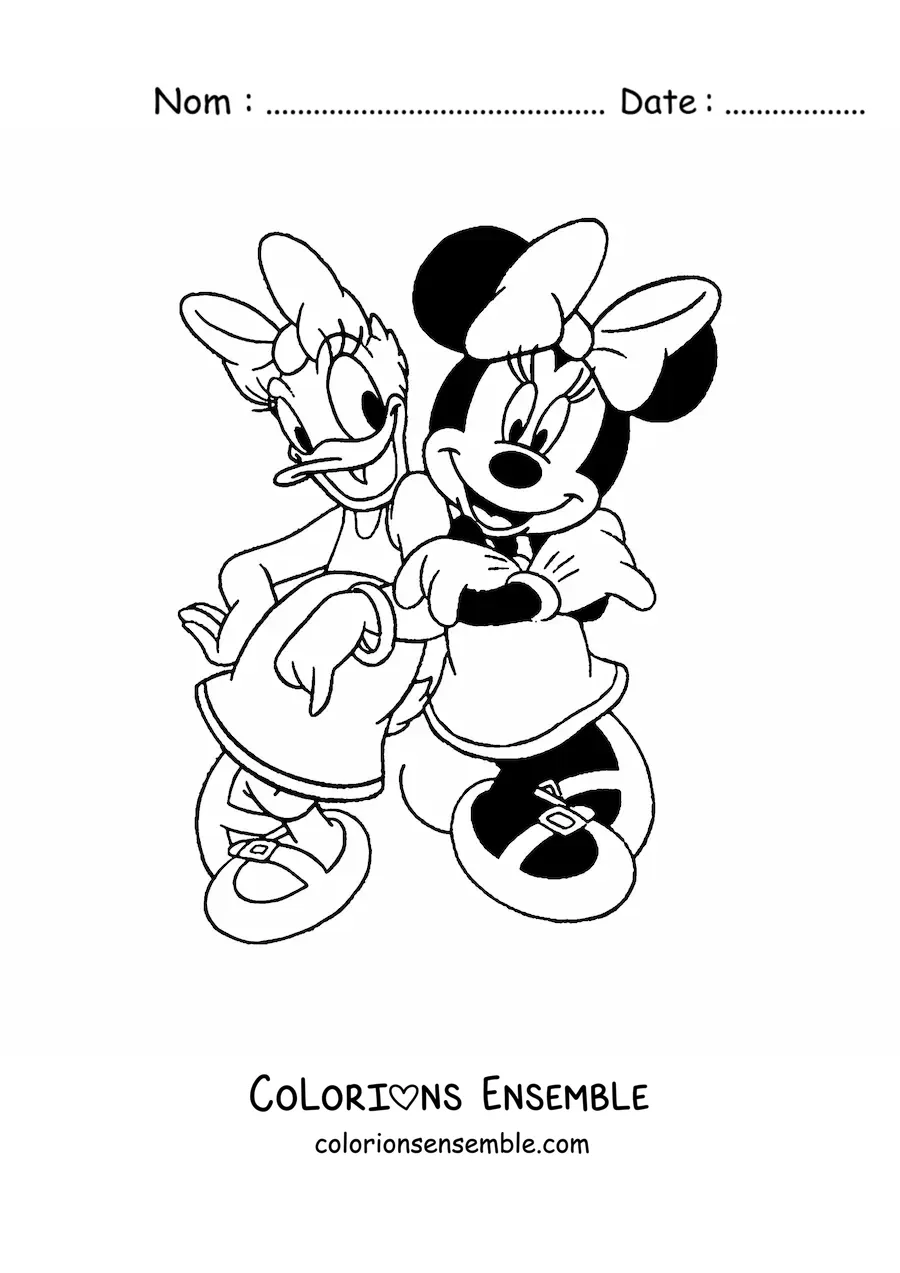 Image à colorier de Minnie Mouse et Daisy