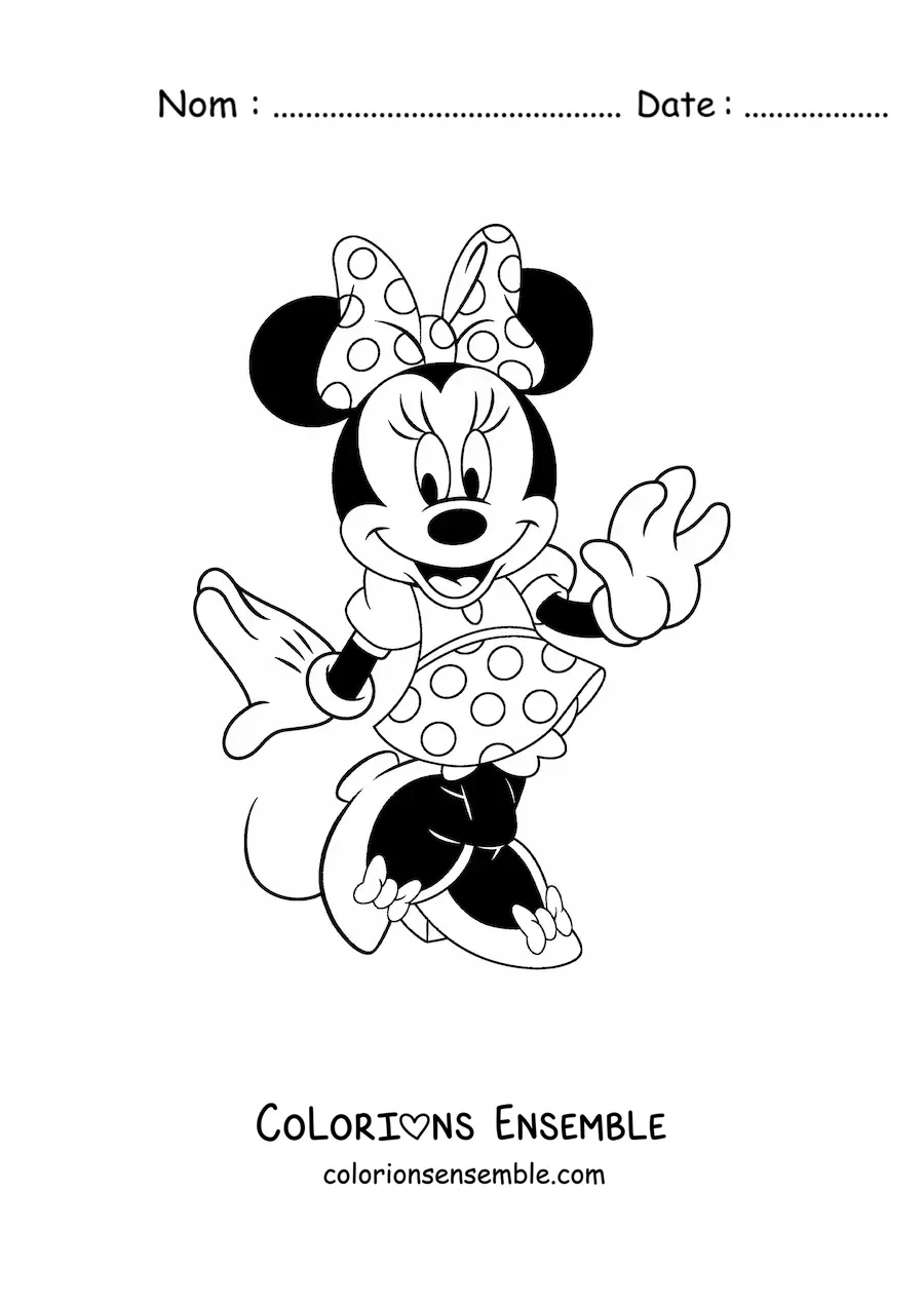 Image à colorier de Minnie coquette dans une robe à pois