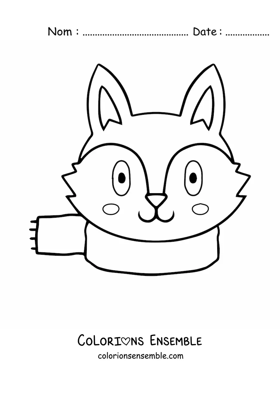 Image à colorier d’un loup rigolo avec une écharpe
