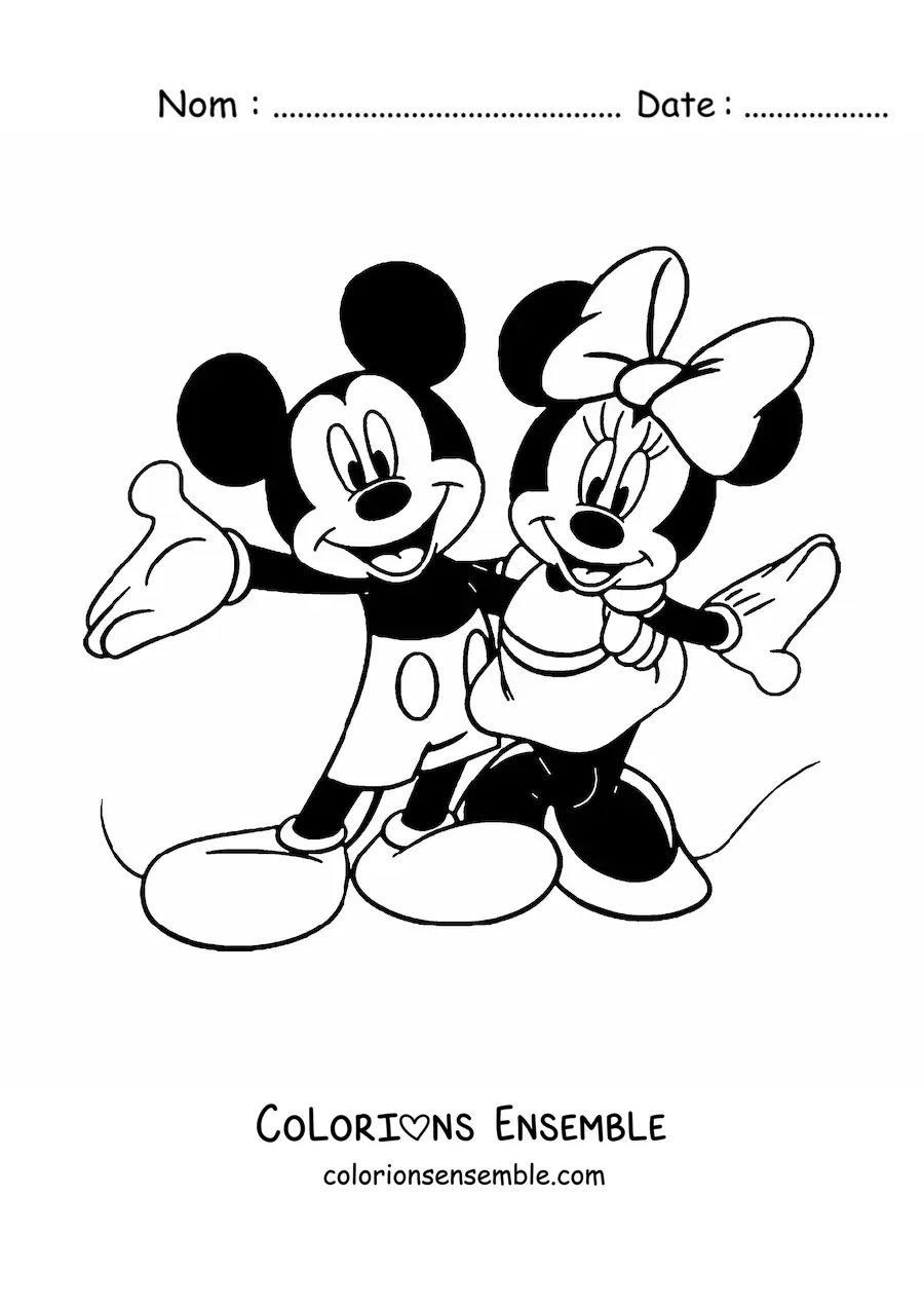 Image à colorier de Minnie et Mickey enlacés