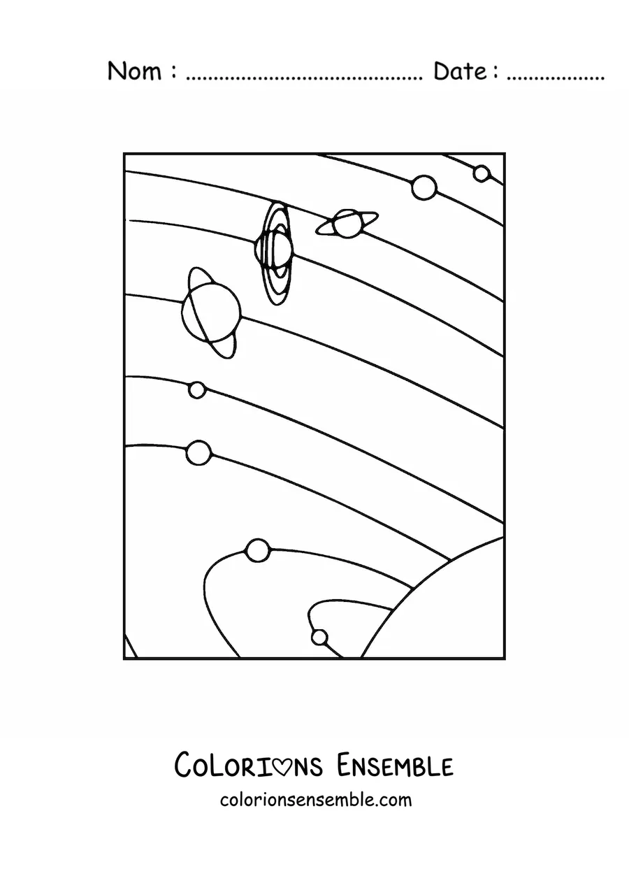Image à colorier du Système solaire avec Pluton