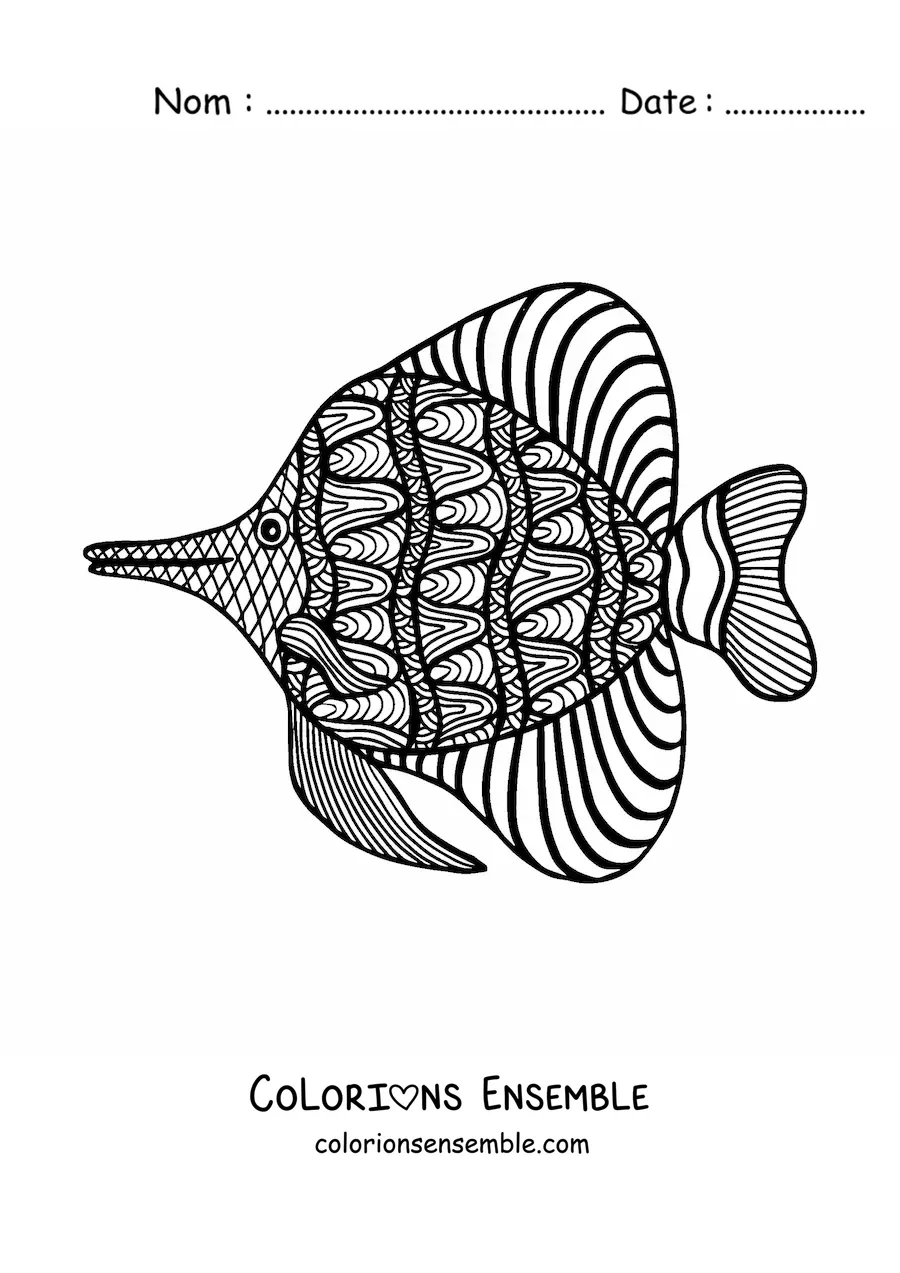 Mandala de poisson à colorier