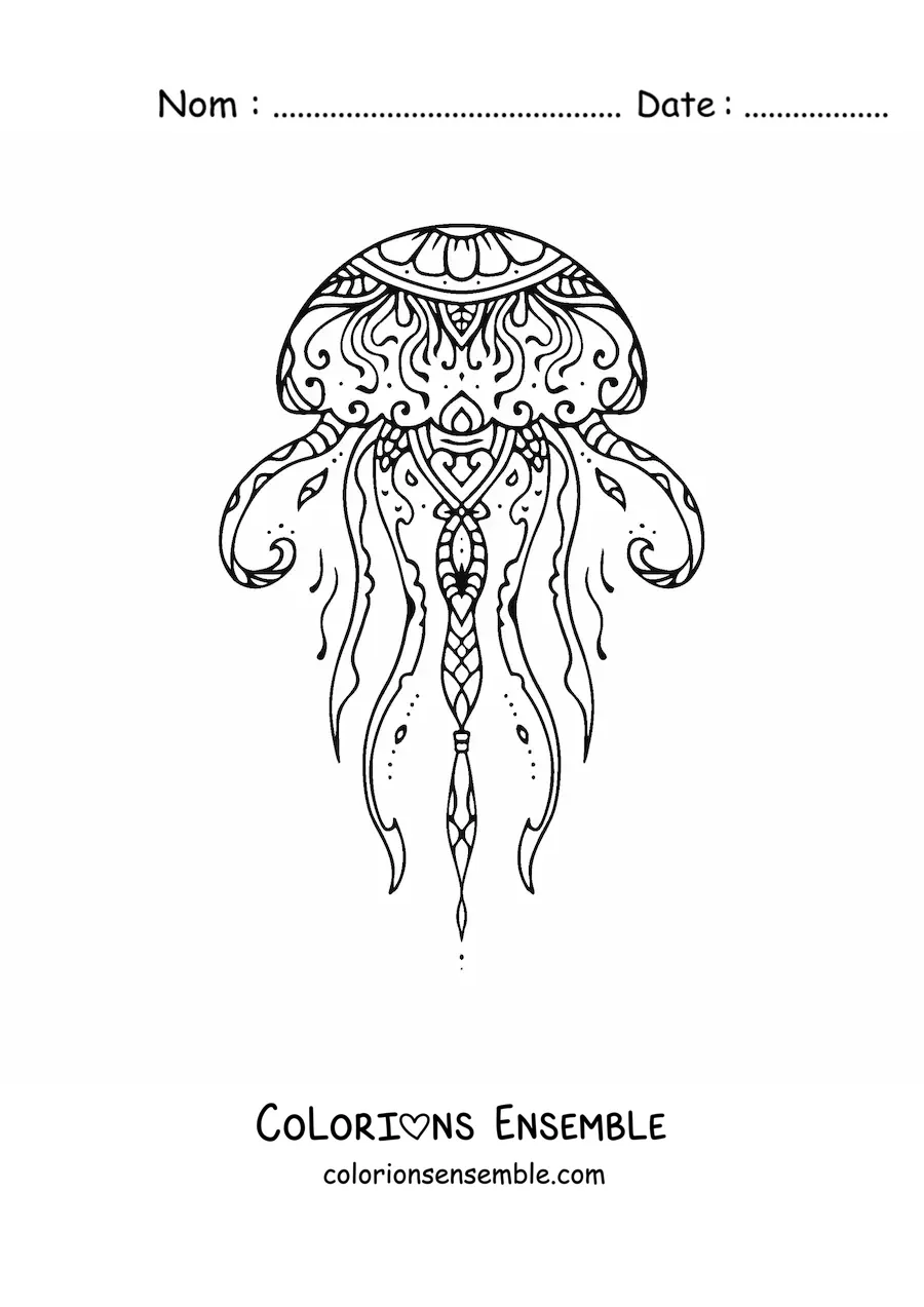 Mandala de méduse à colorier
