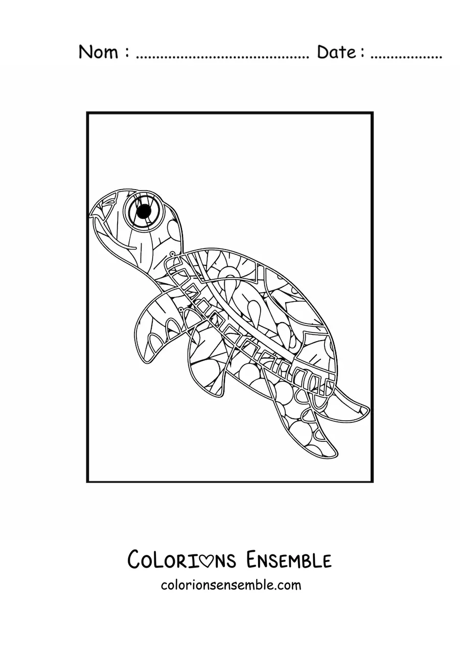 Mandala de tortue à colorier