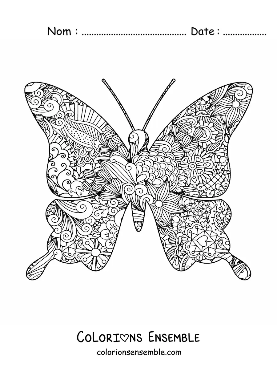 Mandala de papillon à colorier