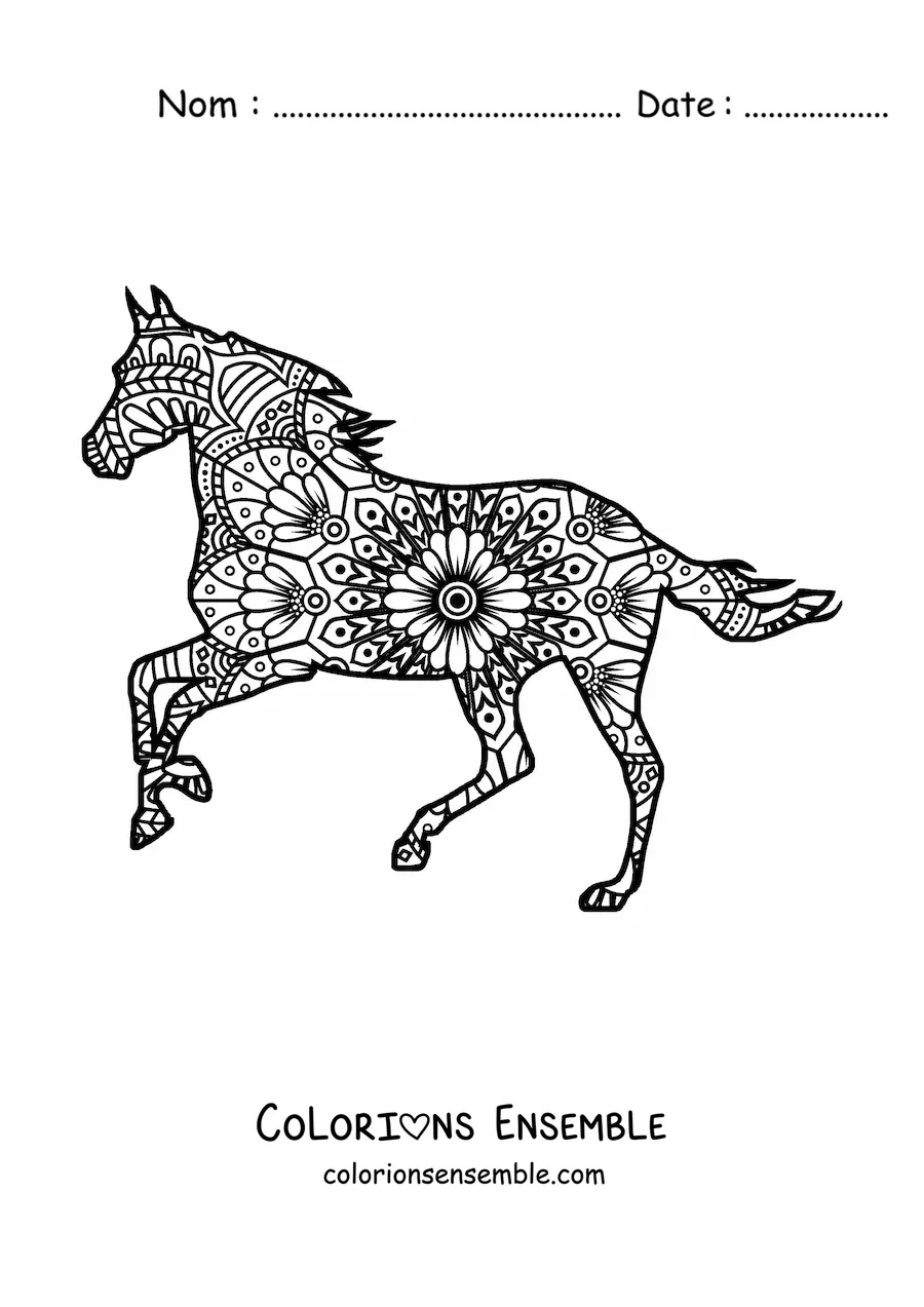 Mandala de cheval à colorier