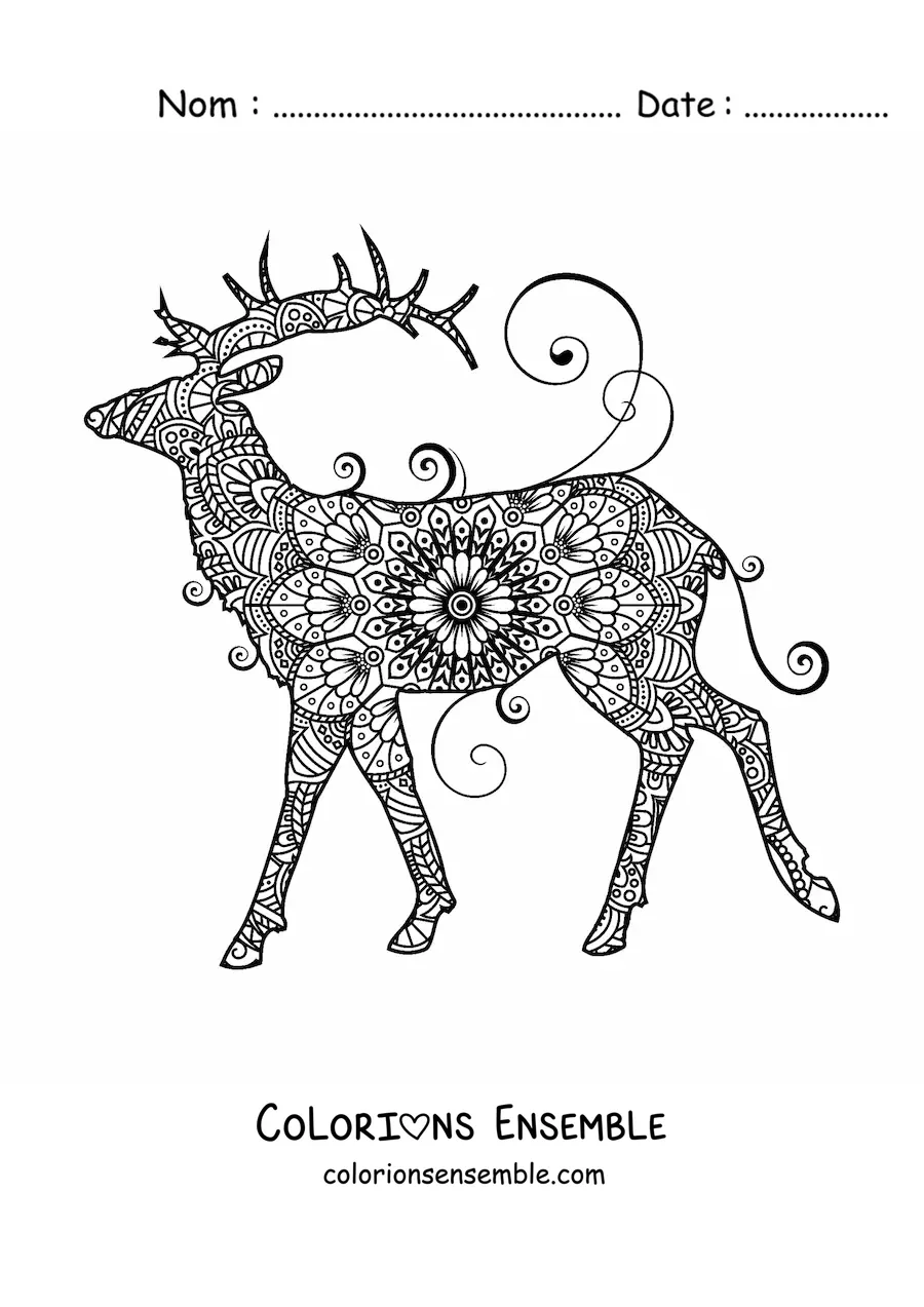 Mandala de cerf à colorier